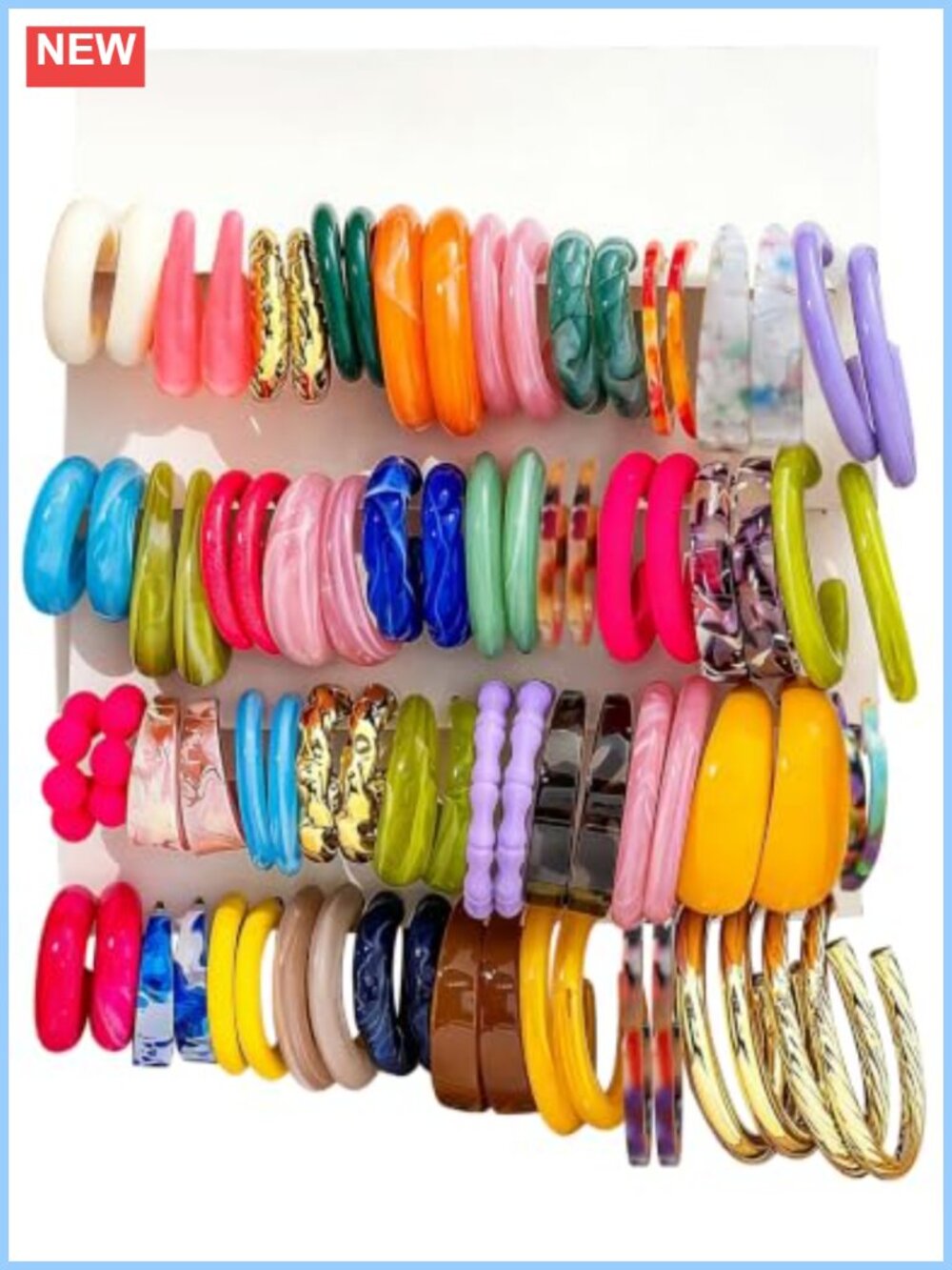 40 Pairs Chunky Hoop Earrings Set Acrylic Statement Women